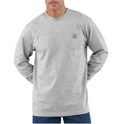 Pocket T-Shirt, Long-Sleeves, Heather Gray, Large