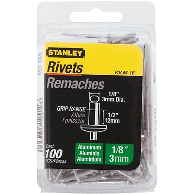 Paa48-1b 1/8 In. X 1/2 In. Aluminum Blind Rivets 100 Pk - Reusable
