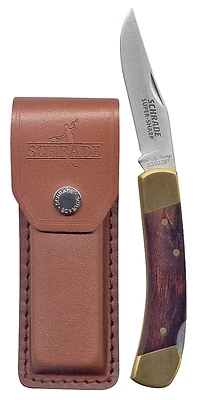 Lb5 Smokey Lock Back Pocket Knife With Leather Sheath, 2.8 In Blade
