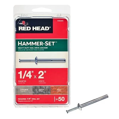 Hammer-Set Nail Drive Anchors, 1/4 x 2 In., 50-Pk.