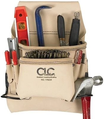 8-pocket Heavy-duty Leather Carpenter's Nail & Tool Bag - Model 178234