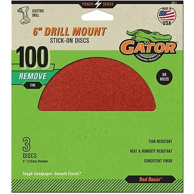 Sanding Discs, Aluminum Oxide, 100-Grit, 6 In., 3-Pk.