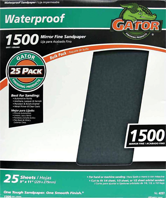 Sandpaper, Mirror Fine 1500-Grit, 9 x 11 In., 25-Ct.
