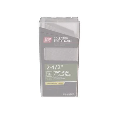 Grip-Rite 2-1/2 in. 15 Ga. Angled Strip DA Style Finish Nails 34 deg. Smooth Shank 1 pk