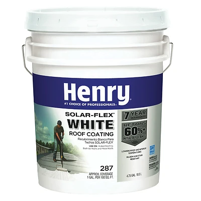Henry HE287SF871 SolarFlex Elastomeric Roof Coating, White, 5 Gal