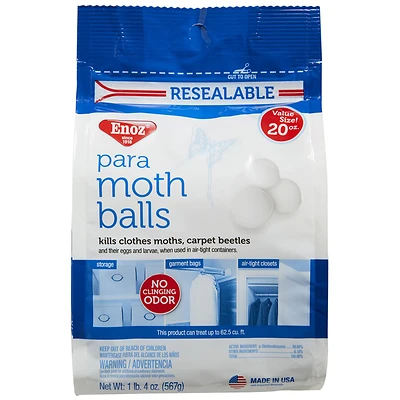 Enoz E320.6T Moth Balls, 20 Oz., Resealable Bag