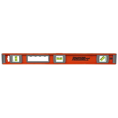 Johnson 1234-2400 I-Beam Level, 24 In., Aluminum, Magnetic, 3 Vials