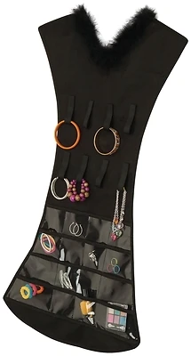 Sft-03618 Black Jewelry Organizer Dress With 16 Pockets, 20.08 In W X 34.65 In H