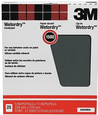 88599 Pro-pak Wet/dry Sandpaper, 9 X 11 In., 1500 Grit, Pack Of 25 Sheets