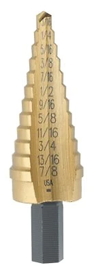 Unibit 15104 Step Drill Bit, 3/16 To 7/8 In Diameter, 3 In Overall Length