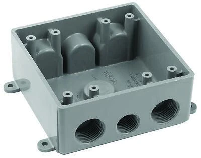 Carlon E382DE 2-Gang Weatherproof PVC Switch Box, 7 Outlets, Gray