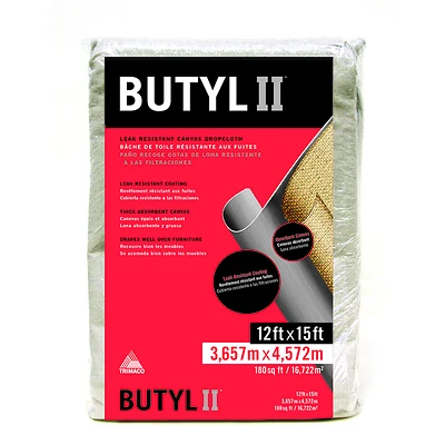 Butyl Ii 85323 Dual-layer Canvas Drop Cloth, 12 Ft W X 15 Ft L, Beige/cream