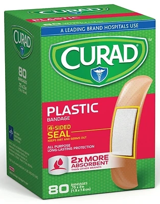 Cur02278rb Plastic Adhesive Bandages, 3/4 In W X 3 In L, 80 Ct, 24/cs