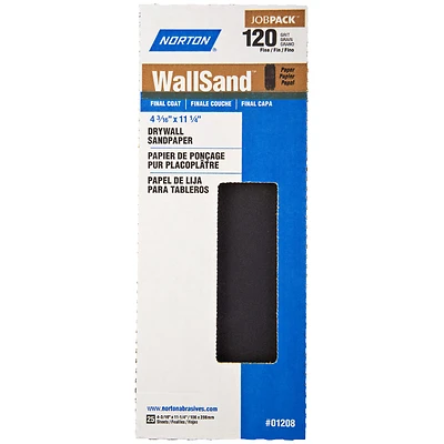 Wallsand 11-1/4 In. L X 4-3/16 In. W 120 Grit Fine Sanding Sheets 25 Pk