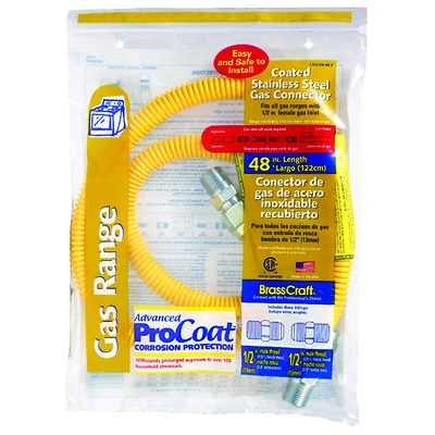 Procoat 1/2 In. Mip X 1/2 In. Mip X 48 In. Stainless Steel Gas Connector