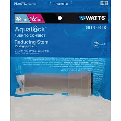 Watts 3514-1410 PEX Quick Connect Reducing Stem Coupling, 3/4 x 1/2 In.