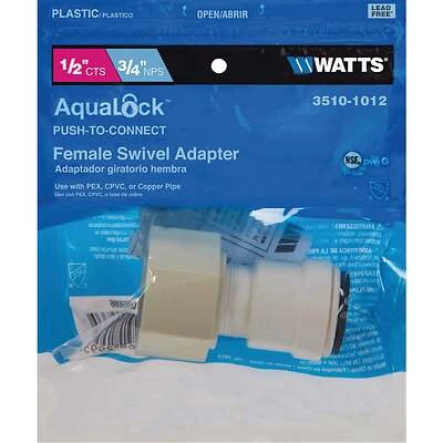 Watts 3510-1012 PEX Quick Connect Female Adapter, 1/2 CTS x 3/4 FPT