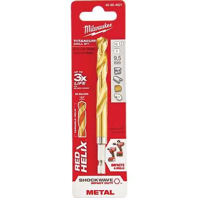 Milwaukee 48-89-4621 Shockwave Impact-Duty Titanium Drill Bit, 3/8 In.