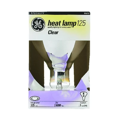 GE 48069 Heat Bulb, 125 W, R40 Lamp, E26 Medium Lamp Base, 1400 Lumens, 2500 K Color Temp, Warm White Light