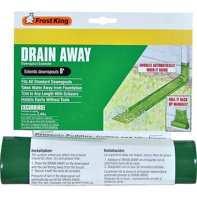 Frost King DE200 Manual Downspout Extender, Vinyl, Green, 8-Ft. x 7-In.