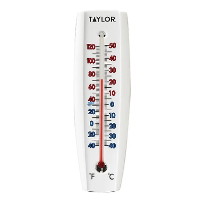 Indoor/Outdoor Thermometer, Curved, 6.75 x 2.25-In.