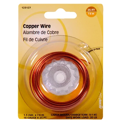 Hillman 123127 Copper Hobby Wire, 16-Gauge, 25-Ft.