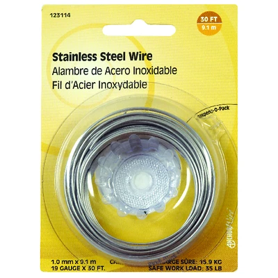Hillman 123114 Stainless Steel Hobby Wire, 19-Gauge, 30-Ft.