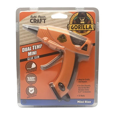 Gorilla 8401502 Mini Glue Gun, Dual-Temp, 0.27 In Glue Stick