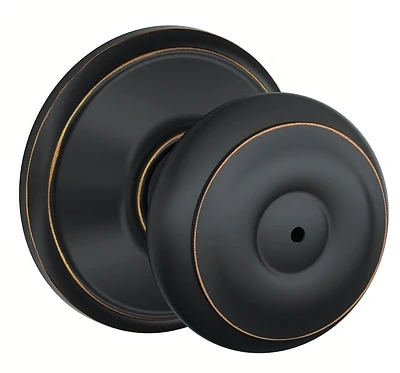 Schlage Georgian F40 GEO 716 Privacy Door Knob, Aged Bronze