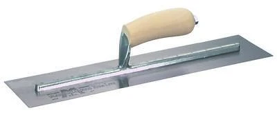 4 In. X 16 In. High Carbon Steel Finishing Trowel With Curved Wood Handle