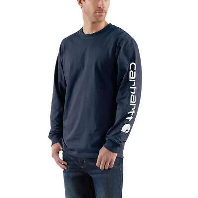 Carhartt K231 Long-Sleeve Graphic Logo T-Shirt, Navy, Large