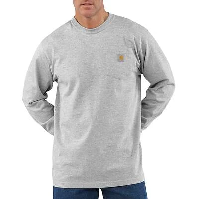 Pocket T-Shirt, Long-Sleeves, Heather Gray, Medium