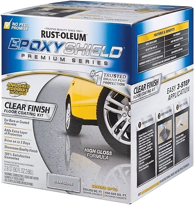 Rust-Oleum 292514 EpoxyShield Garage Floor Coating Kit, Clear, 250 Sq Ft