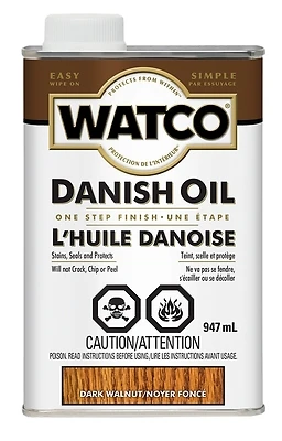 Watco A65841 Danish Oil Wood Finish, Dark Walnut, 1-Qt.