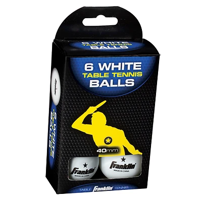 Franklin Sports 57113 Table Tennis Balls, 1-Star, White, 6-Pack