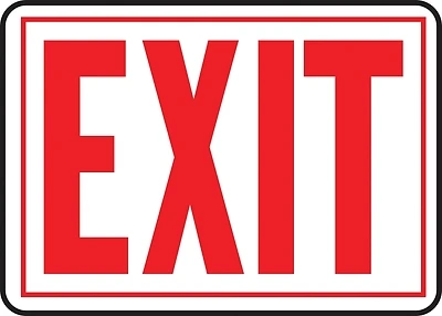 Hy-Ko SS-2W Exit Sign, Red/White Aluminum, 14 x 9.25-In.