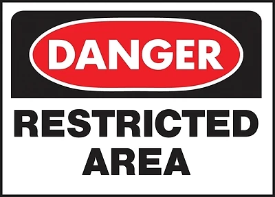Sign,  Danger Restricted Area , Red/Black Polypropylene, 10 x 14-In.