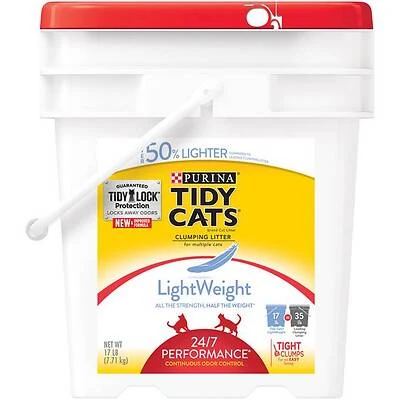 Lightweight 24/7 Performance Clumping Cat Litter, Clay, 17 Lb Pail