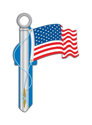 Lucky Line B101K American Flag Key Blank, Brass, Kwikset Kw11