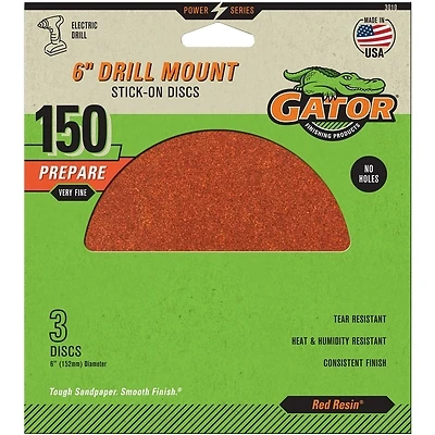 Sanding Discs, Aluminum Oxide, 150-Grit, 6 In., 3-Pk.