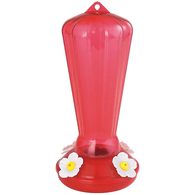 More Birds 38104 Hollyhock Hummingbird Feeder, 25 Oz, 4-Port, Red Plastic
