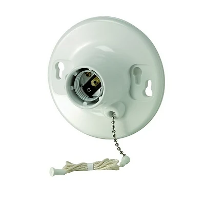 White Plastic Incandescent 2-piece Lampholder 250 Watt 250 Volt