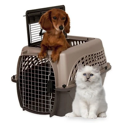 2 Door Top Load Kennel 24 Inch Tan And Coffee Ground Medium