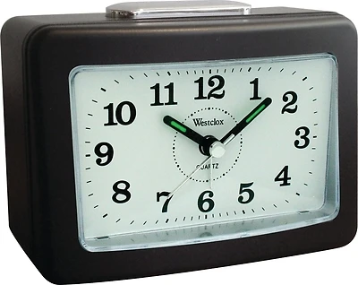 47550 Quartz Loud Bell Alarm Clock, Battery Operated, Black Case