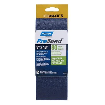 Norton 49258 ProSand Sanding Belt, 80 Grit, 3 In W x 18 In L