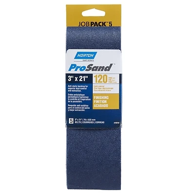 Norton 49262 ProSand Sanding Belt, 3 x 21 In., 120 Grit, Zirconia Alumina