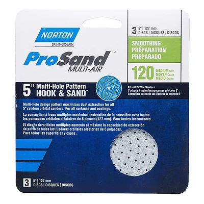 Norton ProSand 03230 Ceramic Sanding Disc, 5 in., P120 Grit, 3-Pack