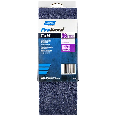 Norton 05474 Prosand Sanding Belt, 4 In W X 24 In L, 36 Grit, Extra Coarse