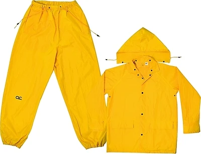 R102m Medium 3-piece Yellow Polyester Rain Suit With Detachable Hood