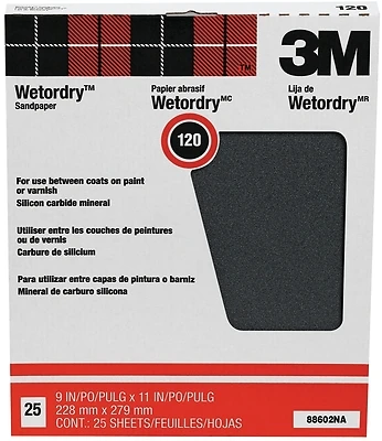 88602 Wet/dry Sandpaper, 9 X 11 In, 120 Grit, Fine, 50 Sheets/box